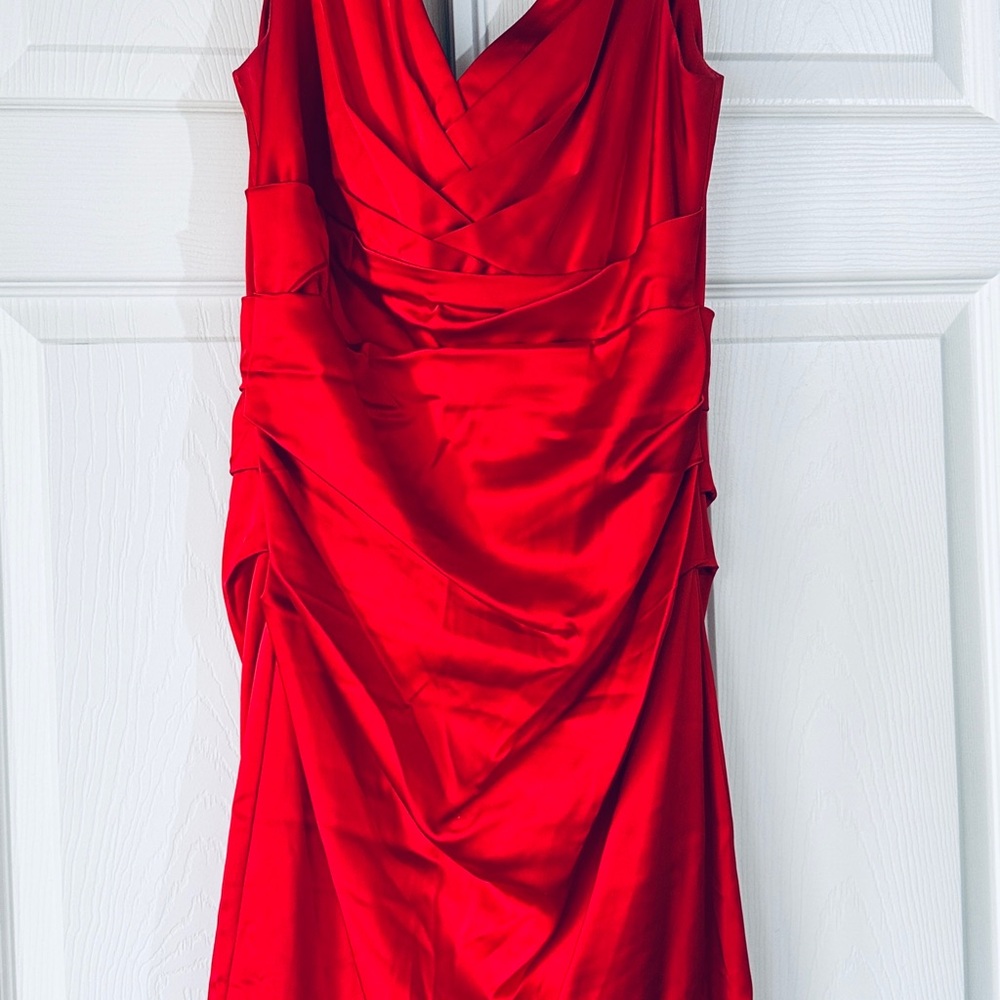 Vibrant Red Midi Dress. Sexy, vacation, dinner  party,